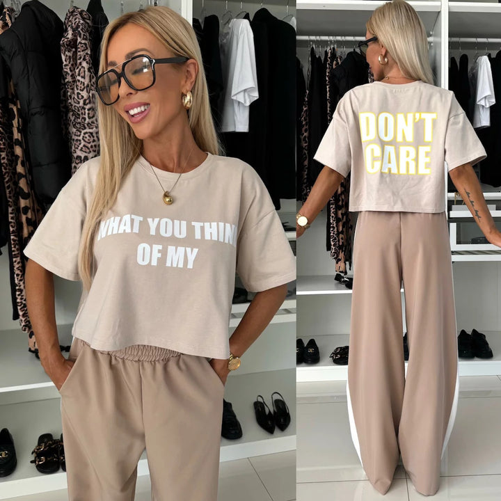 Kvinder casual crop top og brede joggerbukser sæt Skovae