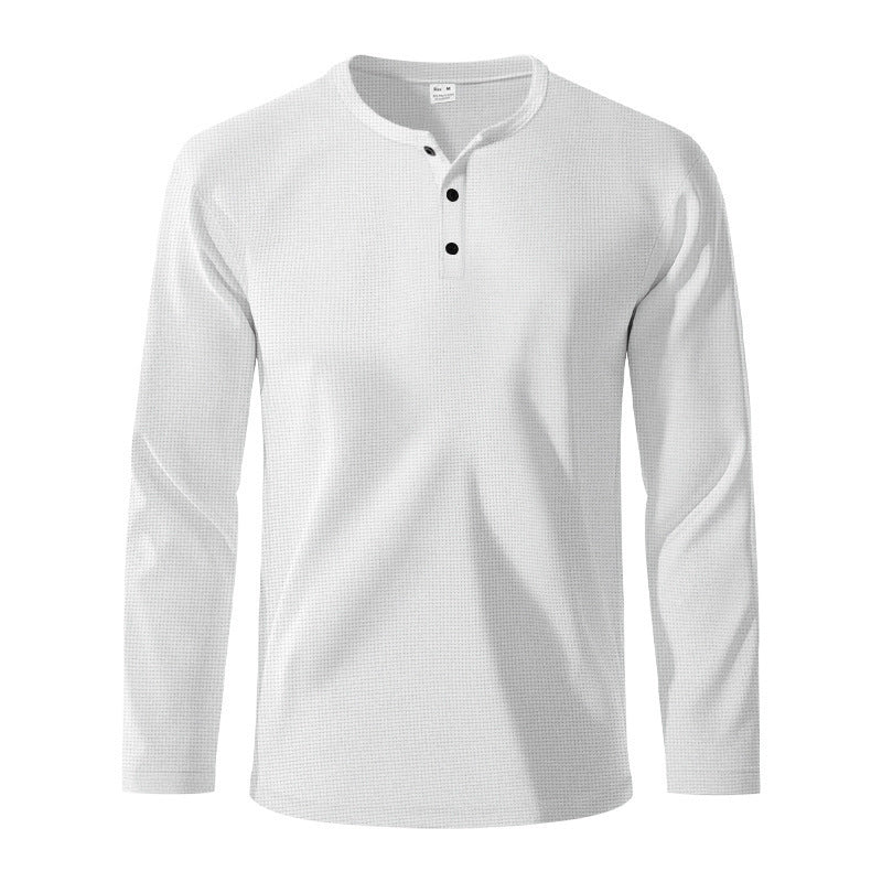 Herrer Langærmet Henley T-shirt i åndbart materiale med struktureret overflade Stilla