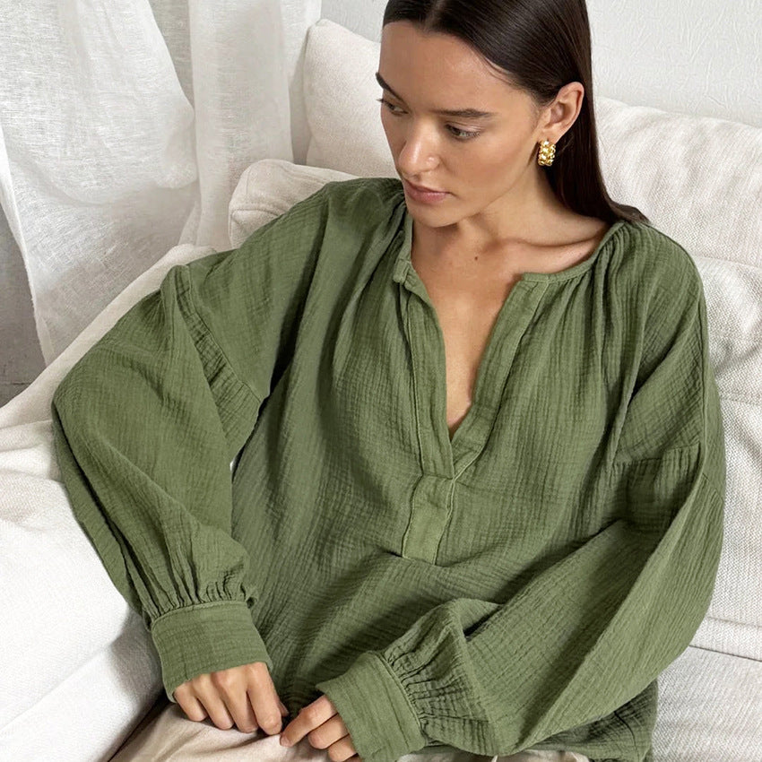 Damer casual bluse med flæsedetaljer og rynkede ærmer Stilla