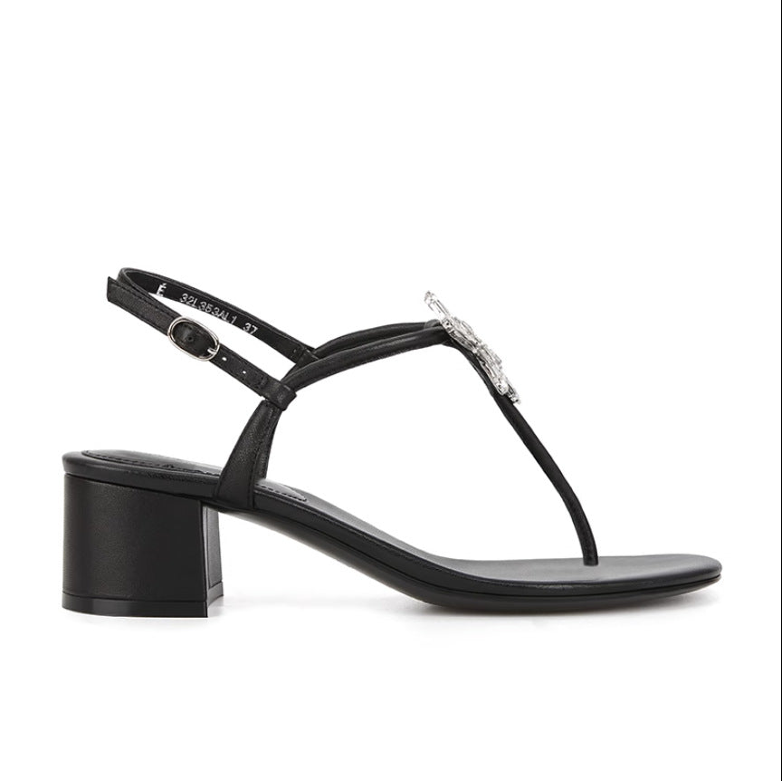 Dame elegante Sling-sandaler med funklende smykkedetail og behagelig blokhælhøjde Stilla