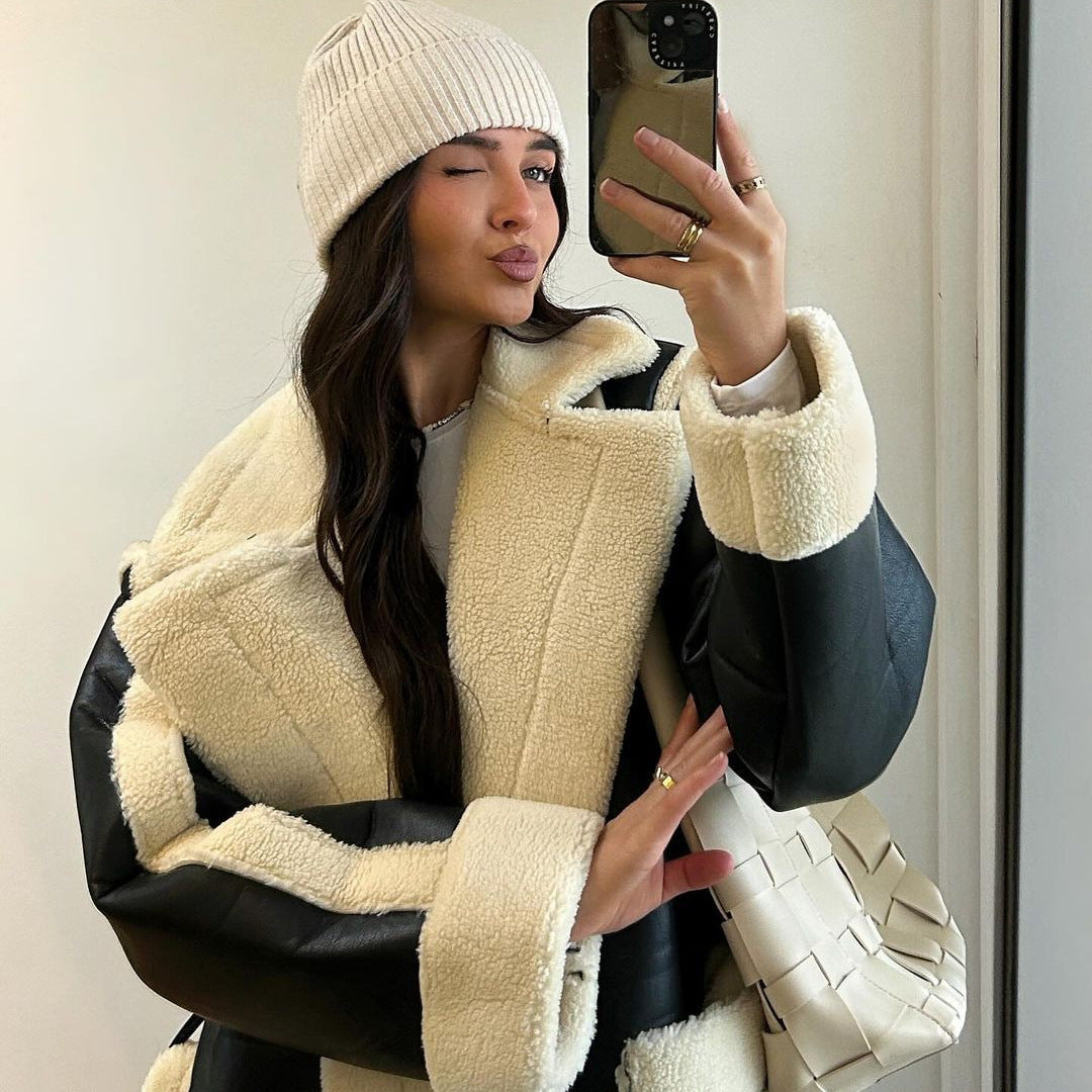 Dame Oversized Kunstpelsjakke med lommer og elegant snit Stilla