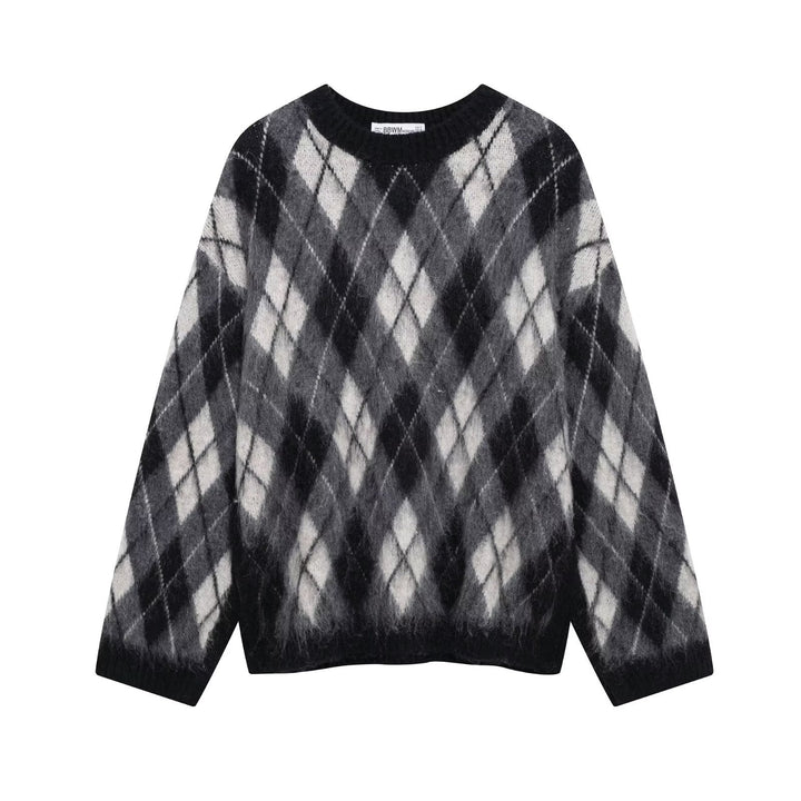 Femme Argyle-mønster Strikpullover Stilla