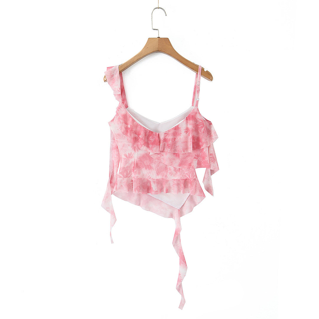 Dame off-shoulder top med legende flæsedesign og flydende stof Stilla