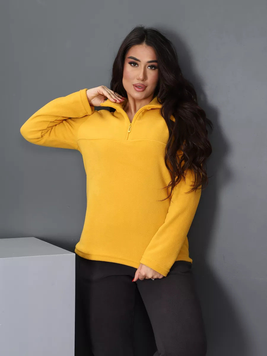 Dame fleece jakke med halvmundzipper og afslappet pasform Skovae