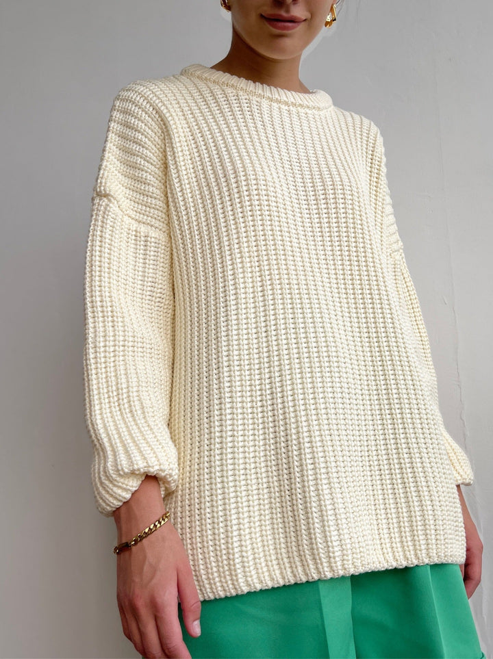 Stilla | Strik Plus Size Pasform Ribstruktur Afslappet Rundhalsdesign