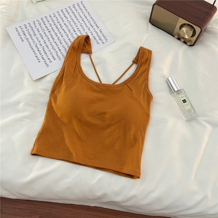 Femme Stilfuld Korte Tanktop med Komplekst Stropdesign Stilla