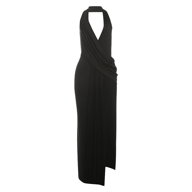 Damen Elegantes Wickelkleid mit tiefem V-Ausschnitt und fließendem Schnitt Skovae