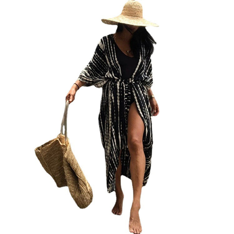 Dame Strandkimono med moderne batikdesign og afslappet snit Stilla