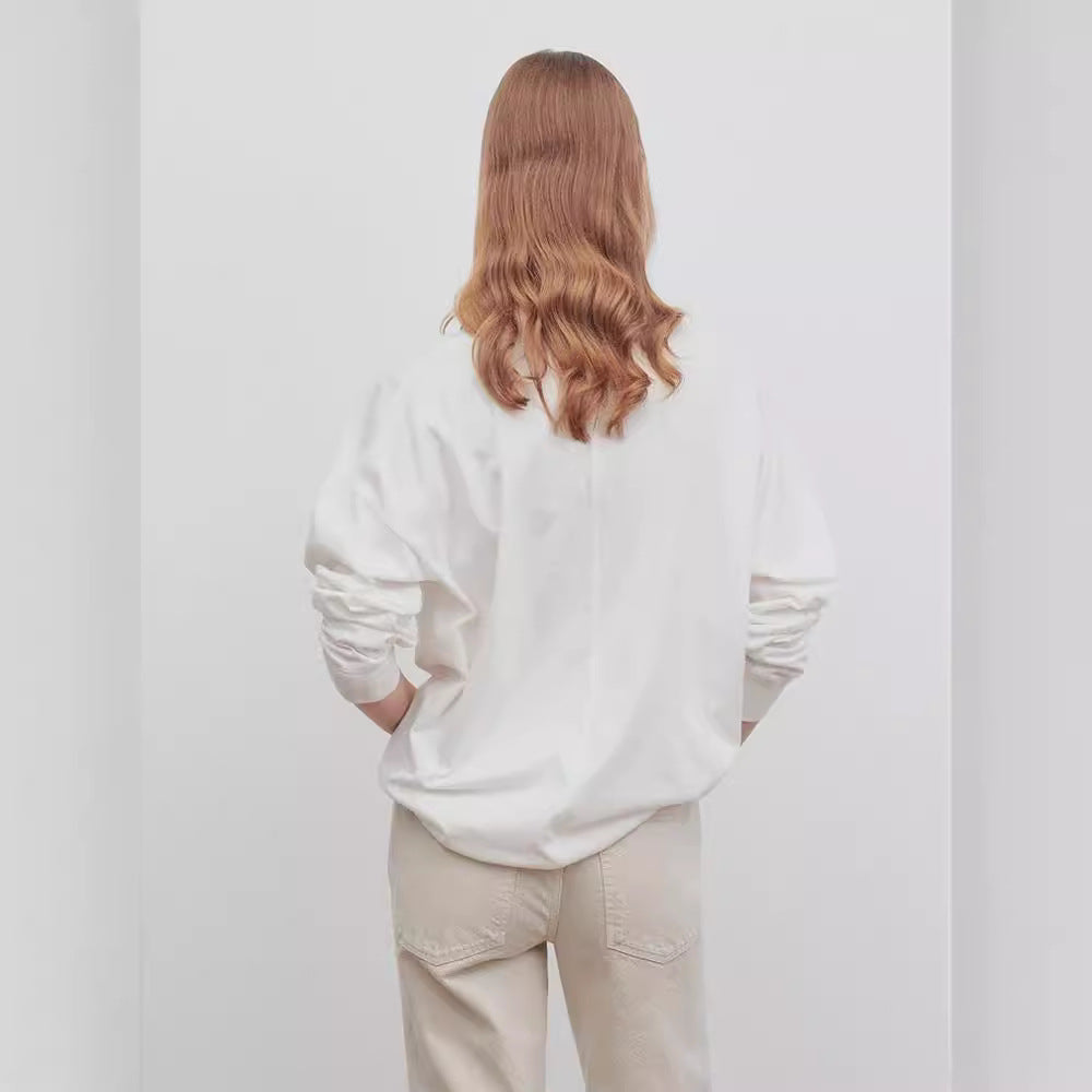 Dame afslappet sweatshirt med moderne oversized snit og elegante pufærmer Stilla