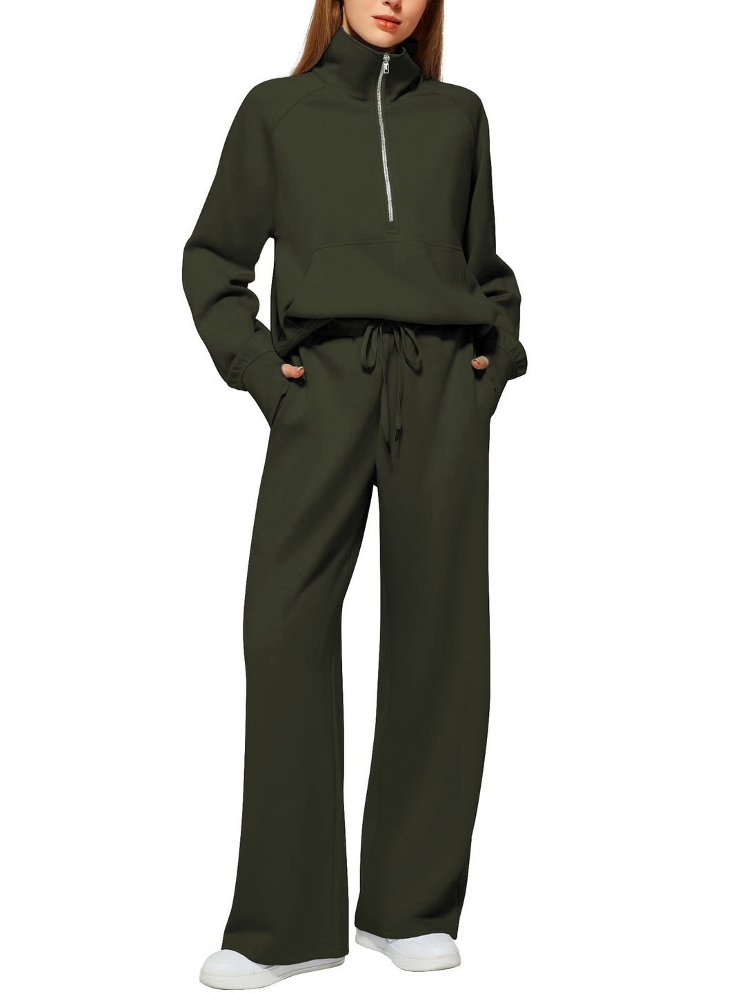 Dame Behageligt Zip-Up Lounge Sæt Stilla