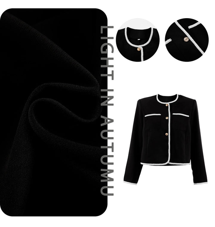 Dame Kort blazer med elegante perledetaljer og lommer Stilla