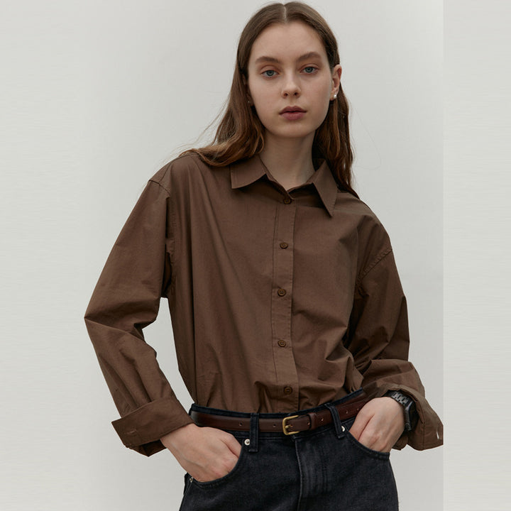 Damer Klassisk Langærmet Bluse med minimalistiske Knapdetaljer og afslappet Snit Stilla