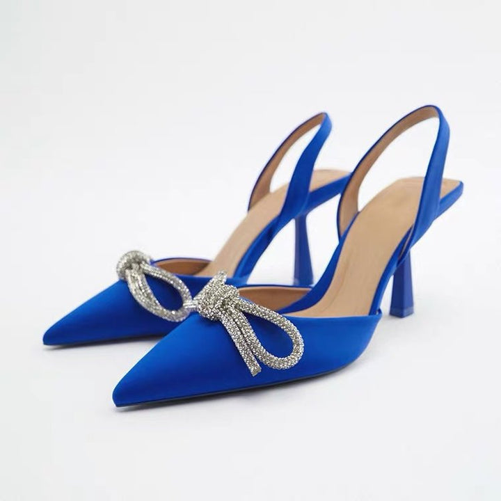 Dame nan elegante Slingback-Pumps med spids tåhætte og funkende strassløkke Skovae