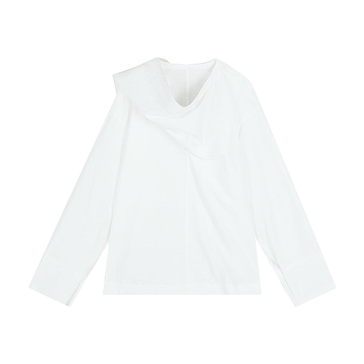 Dame moderne langærmet skjorte med asymmetrisk snit og afslappet design Stilla