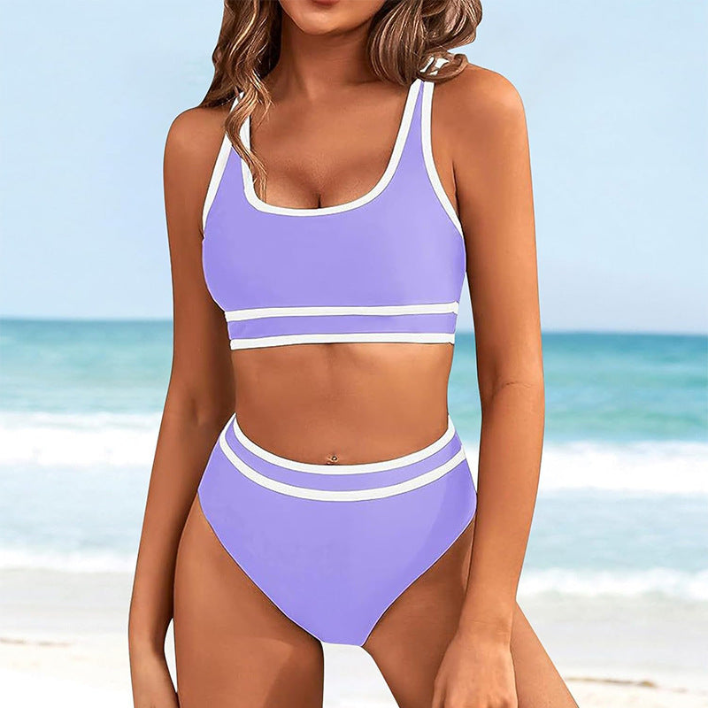 Dame bikini-sæt med høj talje og sporty design Stilla