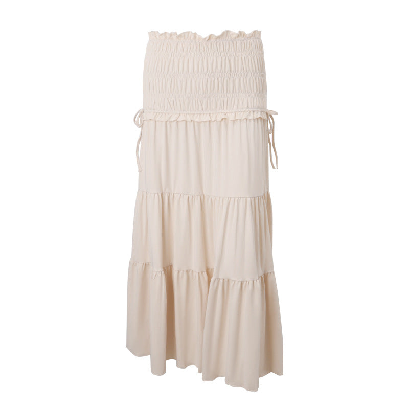 Dame Maxikjole med raffineret ruffle-design og elastisk talje Stilla