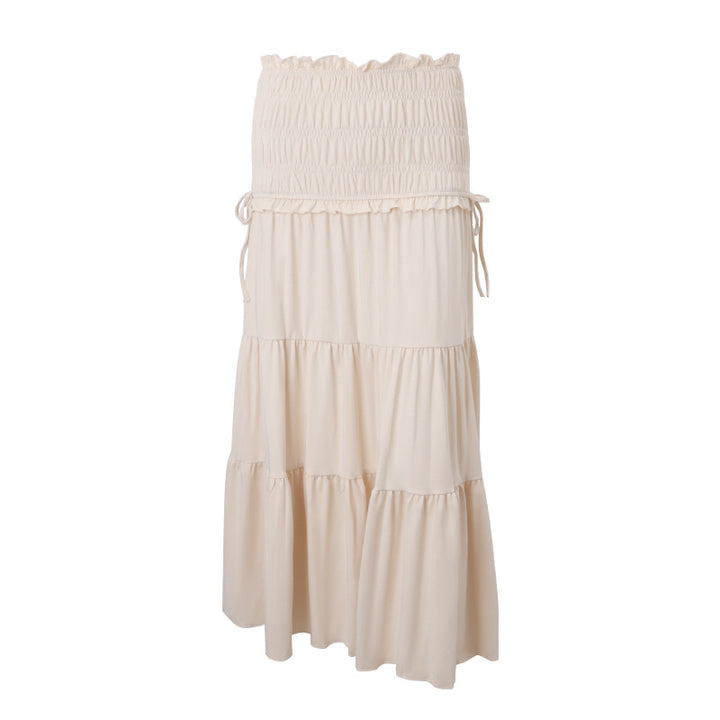 Dame Maxikjole med raffineret ruffle-design og elastisk talje Stilla