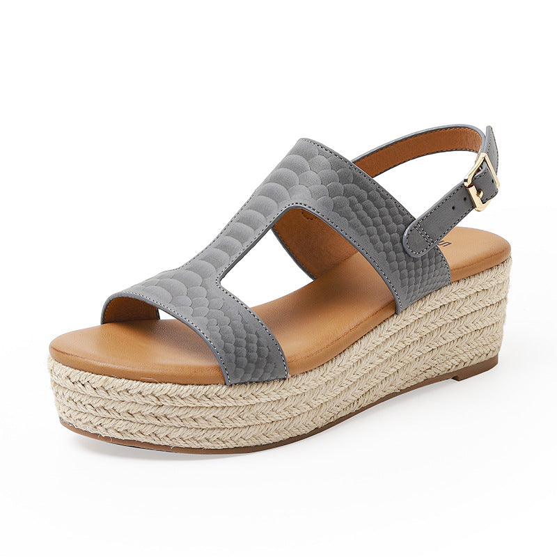 Dame Wedgesandaler med elegant rem og fletet jute sål Stilla