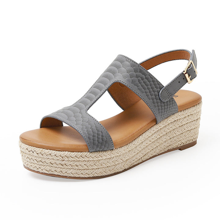 Dame Wedgesandaler med elegant rem og fletet jute sål Stilla
