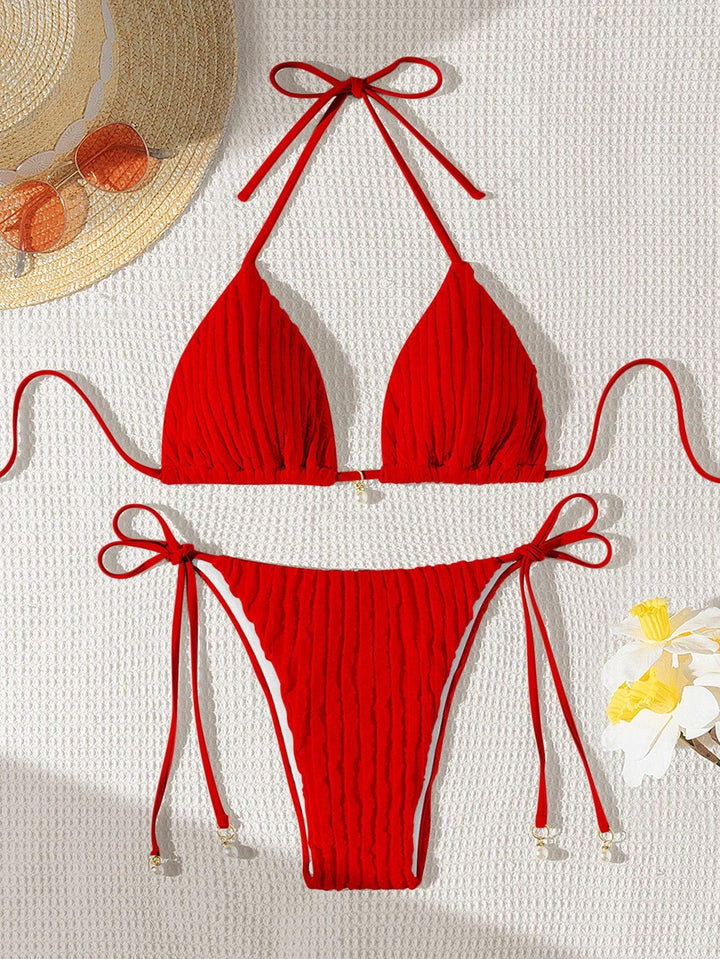 Damer Triangle-bikini med struktureret design og justerbare stropper Skovae