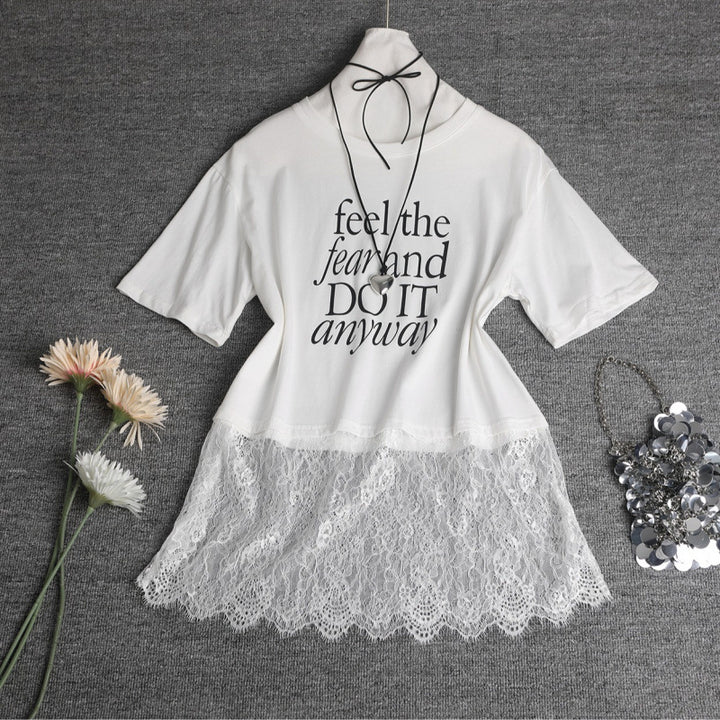 Kvinder Trendy Spids Overlay T-shirt Stilla
