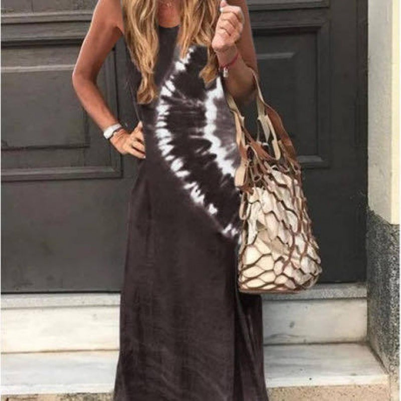 Kvinders maxikjole med moderne tie-dye design og afslappet pasform Stilla