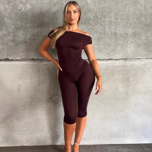Dame Elegant Jumpsuit med Off-Shoulder Design og Rynker Skovae