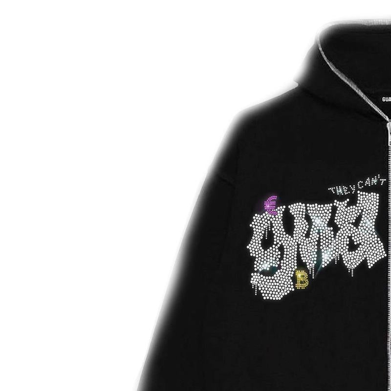 Kvindernes hoodie med elegant glimmerdesign og fuld længde lynlås Skovae