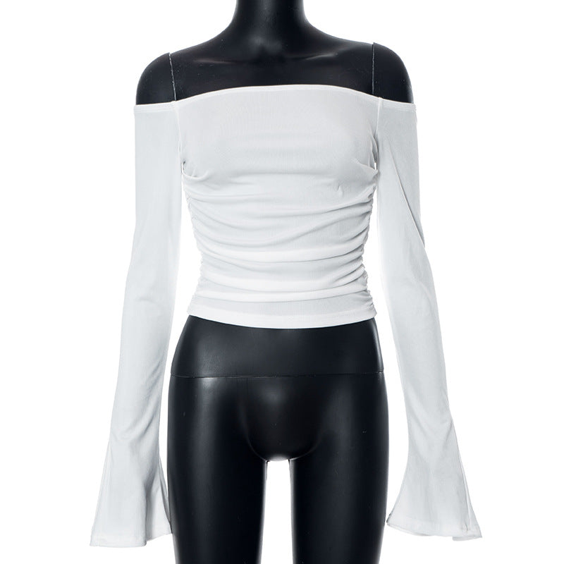 Femme Off-Shoulder Rynk Langærmet Top Stilla