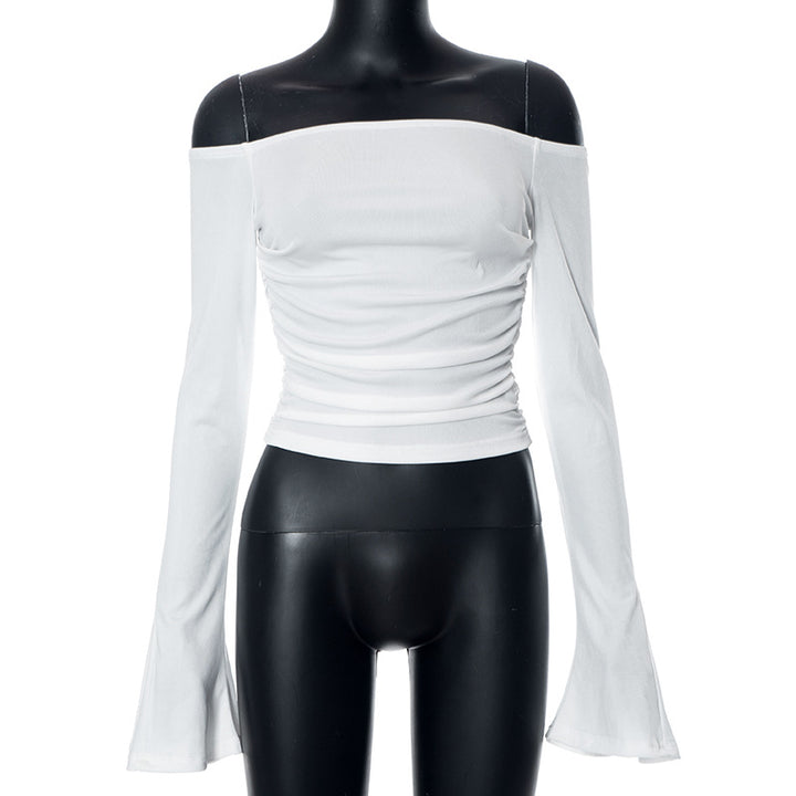 Femme Off-Shoulder Rynk Langærmet Top Stilla