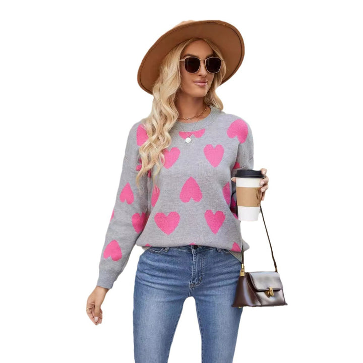 Dame sweater med hjertemotiv og afslappet snit Stilla