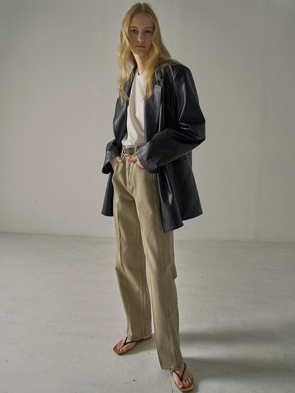 Dame Lækkert Oversized Blazer lavet af højkvalitets læderimitat med elegant snit Stilla