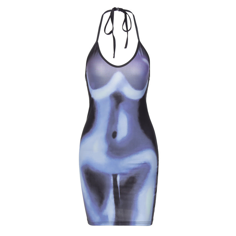 Dame Figurtilpasset Kjole med kreativ Bodypainting-tryk Stilla
