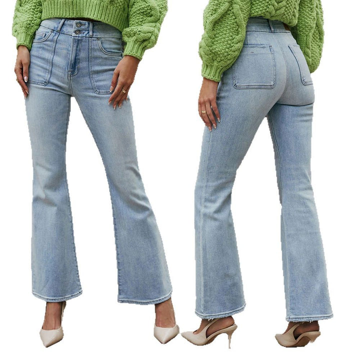 Dame flared jeans med høj talje og trendy snit Stilla