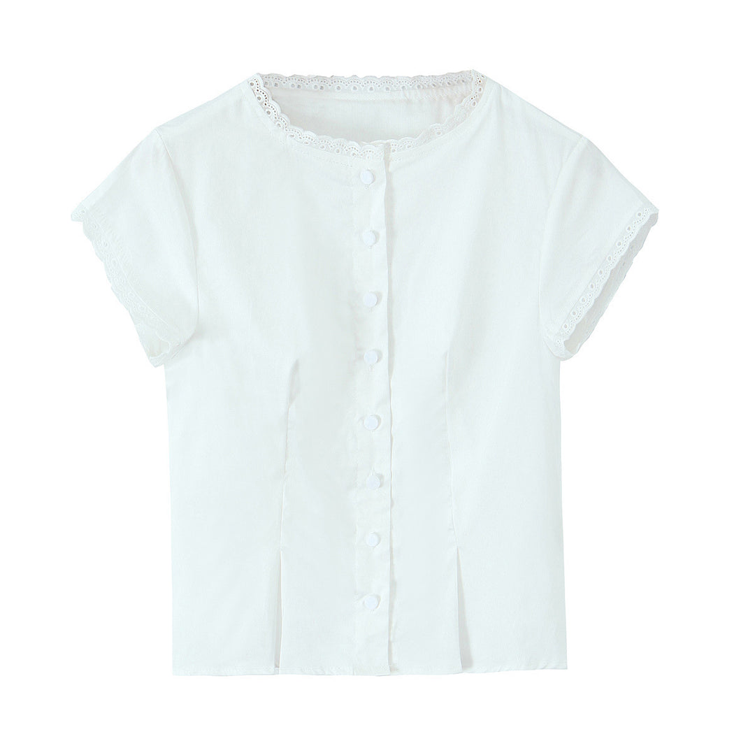 Damebluse med langærmet design og spidsudsmykninger Stilla