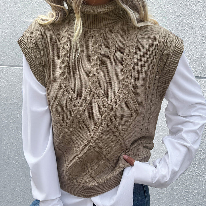 Femme Cozy Kabelstrik-Ærmeløs Pullover Stilla