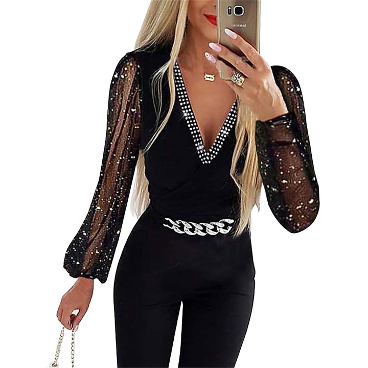 Dame elegant jumpsuit med gennemsigtige ærmer Stilla