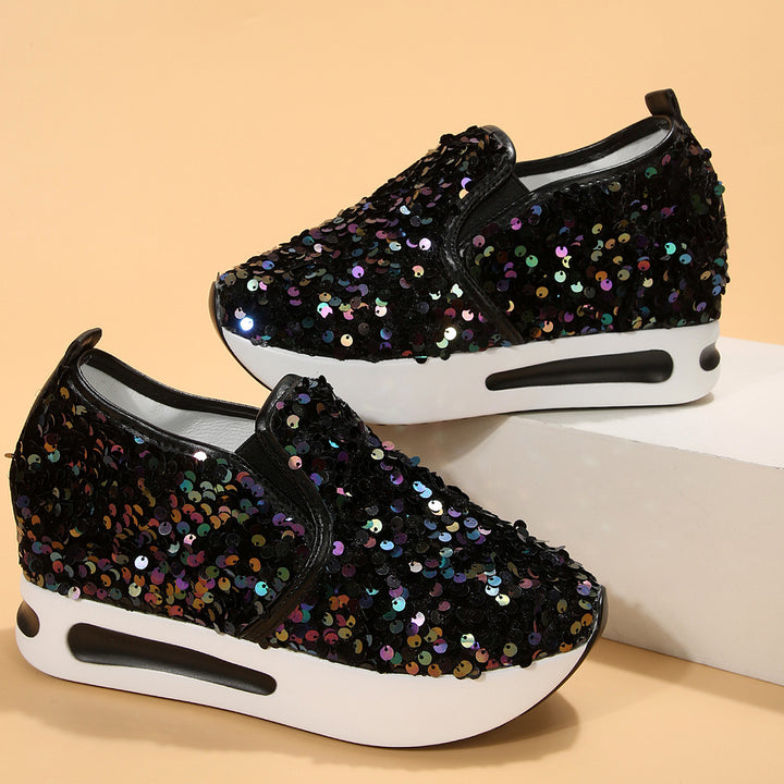 Dame Wedge-sneaker med glitrende palietter og skridsikker sål Stilla