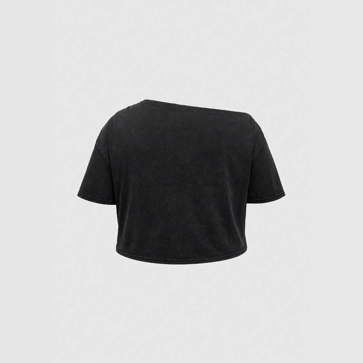 Dame Crop-Top med spændende grafiktryk og løs pasform Stilla