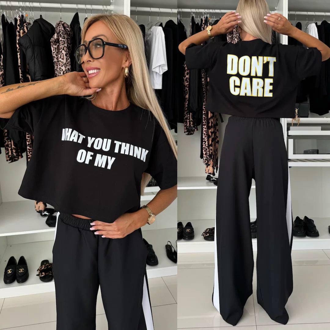 Kvinder casual crop top og brede joggerbukser sæt Skovae