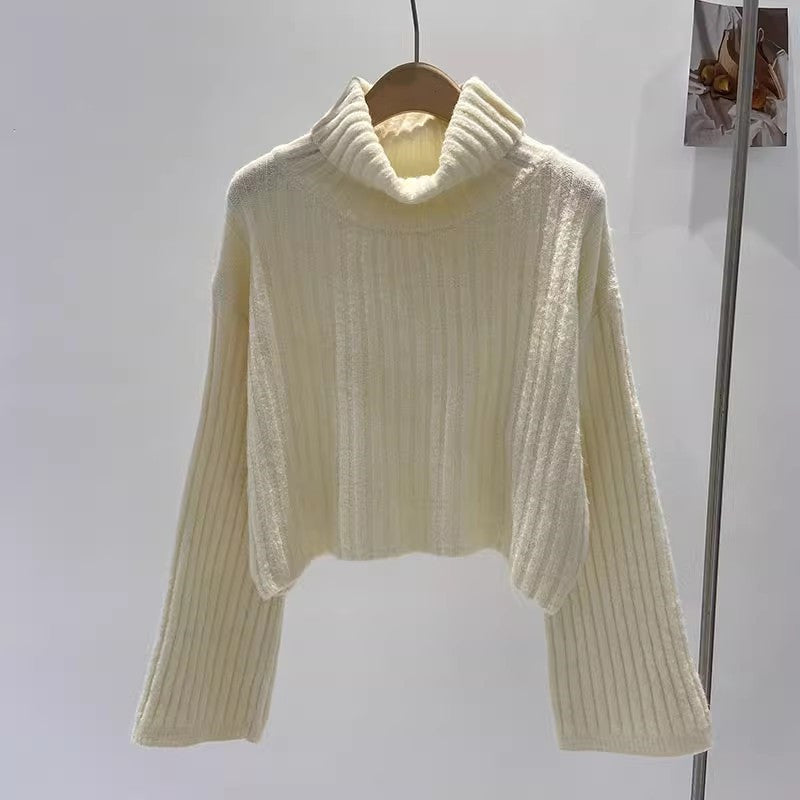 Damers fashionable rullehals sweater med ribstrikket struktur og løs pasform Stilla