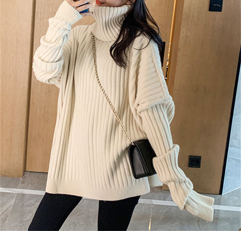 Kvinders elegante og hyggelige turtleneck sweater med ribbet tekstur Stilla