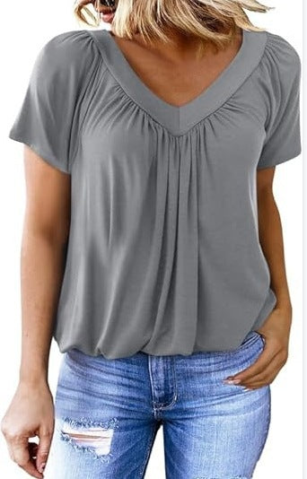 Dame Relaxed Fit V-Hals Bluse Stilla