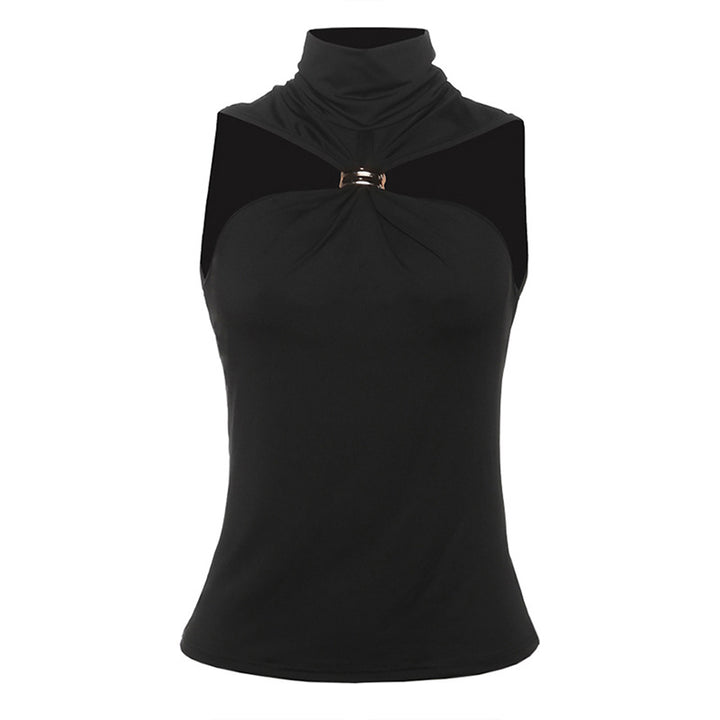 Damer elegant top med høj krave og enkelt design Skovae