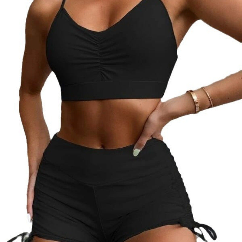 Dame Sporty Bikini sæt med rynket top og behagelige shorts Stilla
