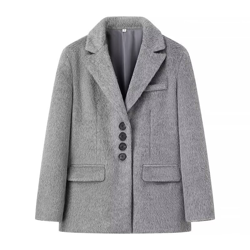 Kvinders fashionable teddy blazer med elegant knapstolpe Stilla