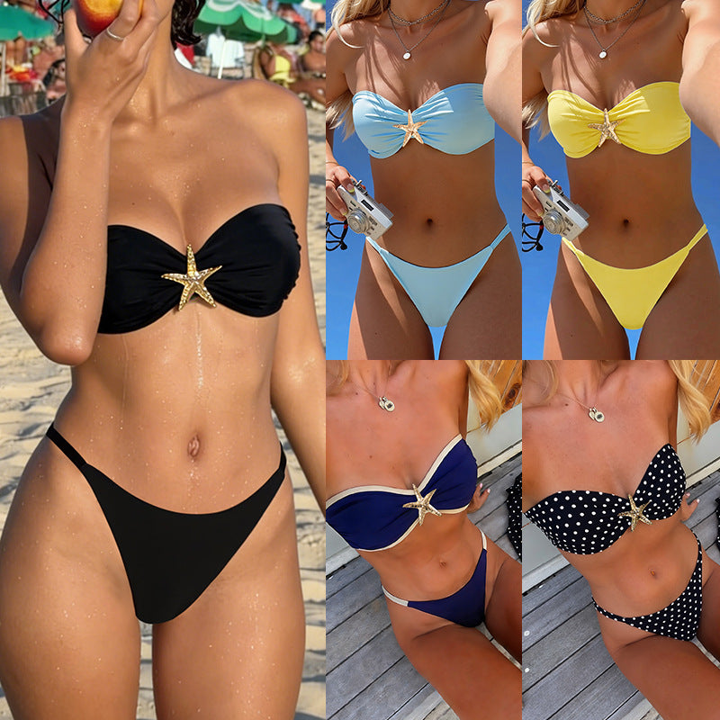 Dame Bandeau-Bikini med strassbesat stjerne Skovae