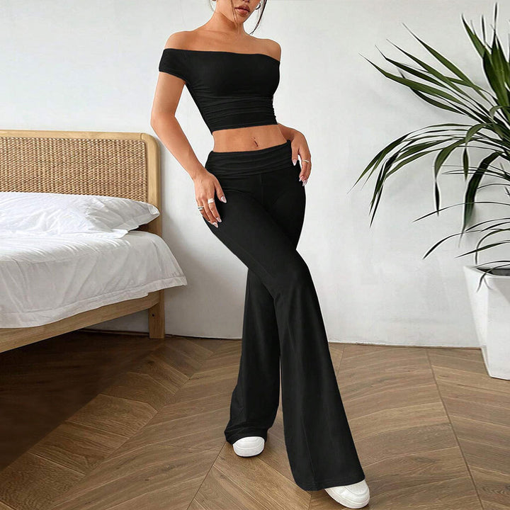 Kvinder casual crop top og højtaljede bukser sæt Stilla