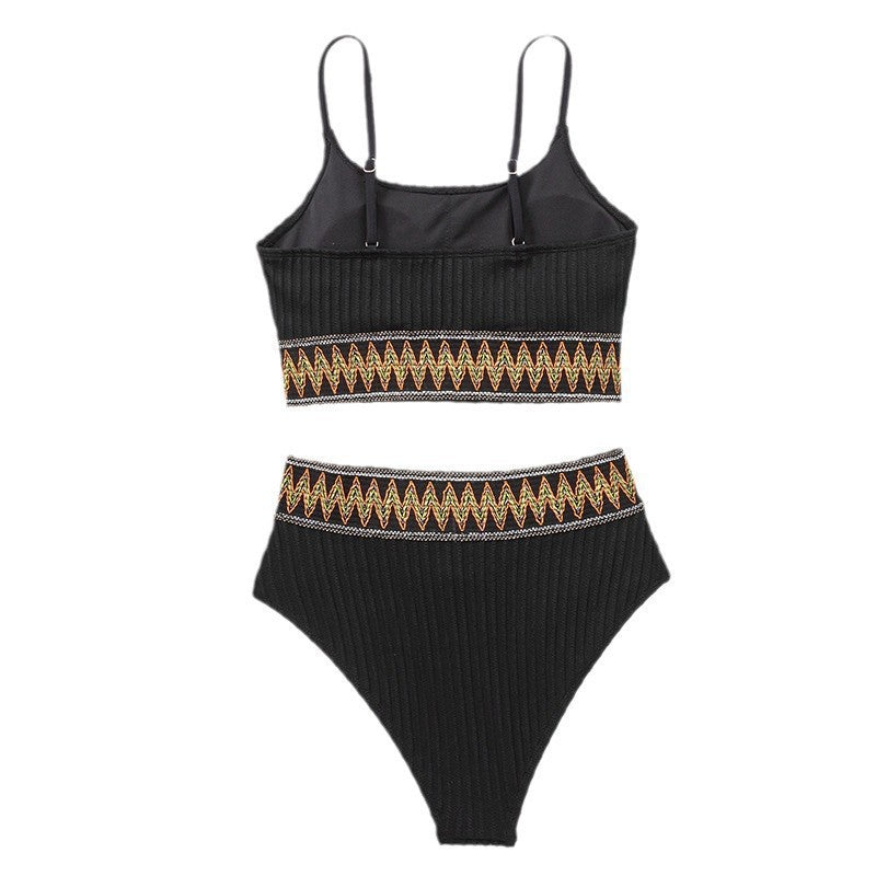 Dame Højskåret Bikini med bølget Design Skovae
