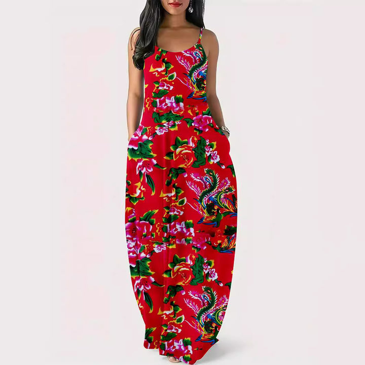 Damer blomsterprint maxi-kjole med justerbare stropper Stilla